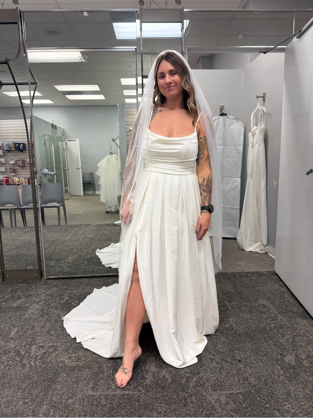 Elegant White Bridal Gown with Side Slit